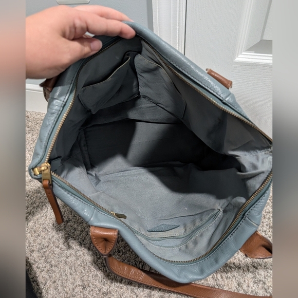 Fossil Blue Gray Fiona Tote with Brown Accents - Picture 9 of 14